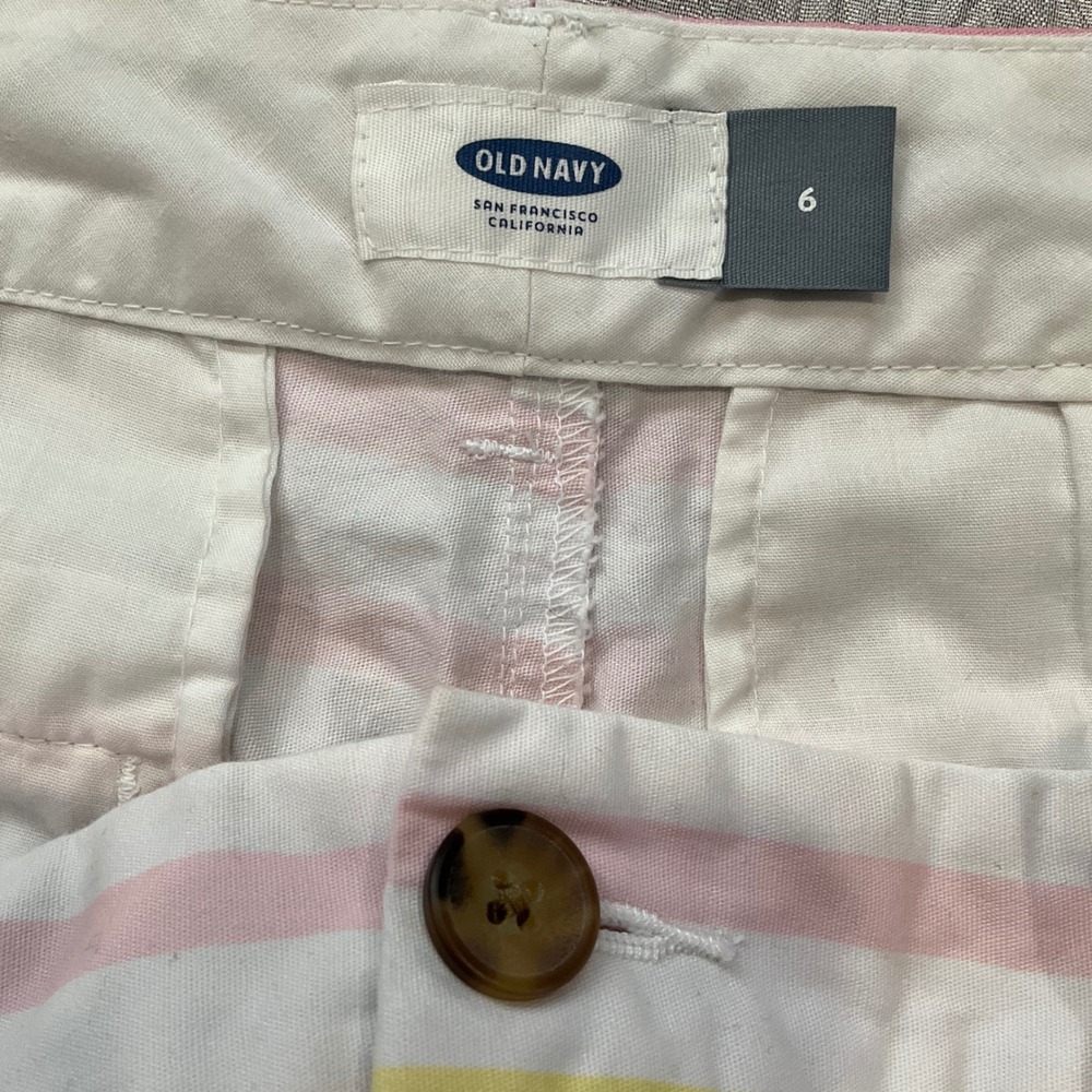Old Navy Womens 6 Pastel Striped Chino Shorts Cotton Summer Beach Preppy Casual - Picture 7 of 8